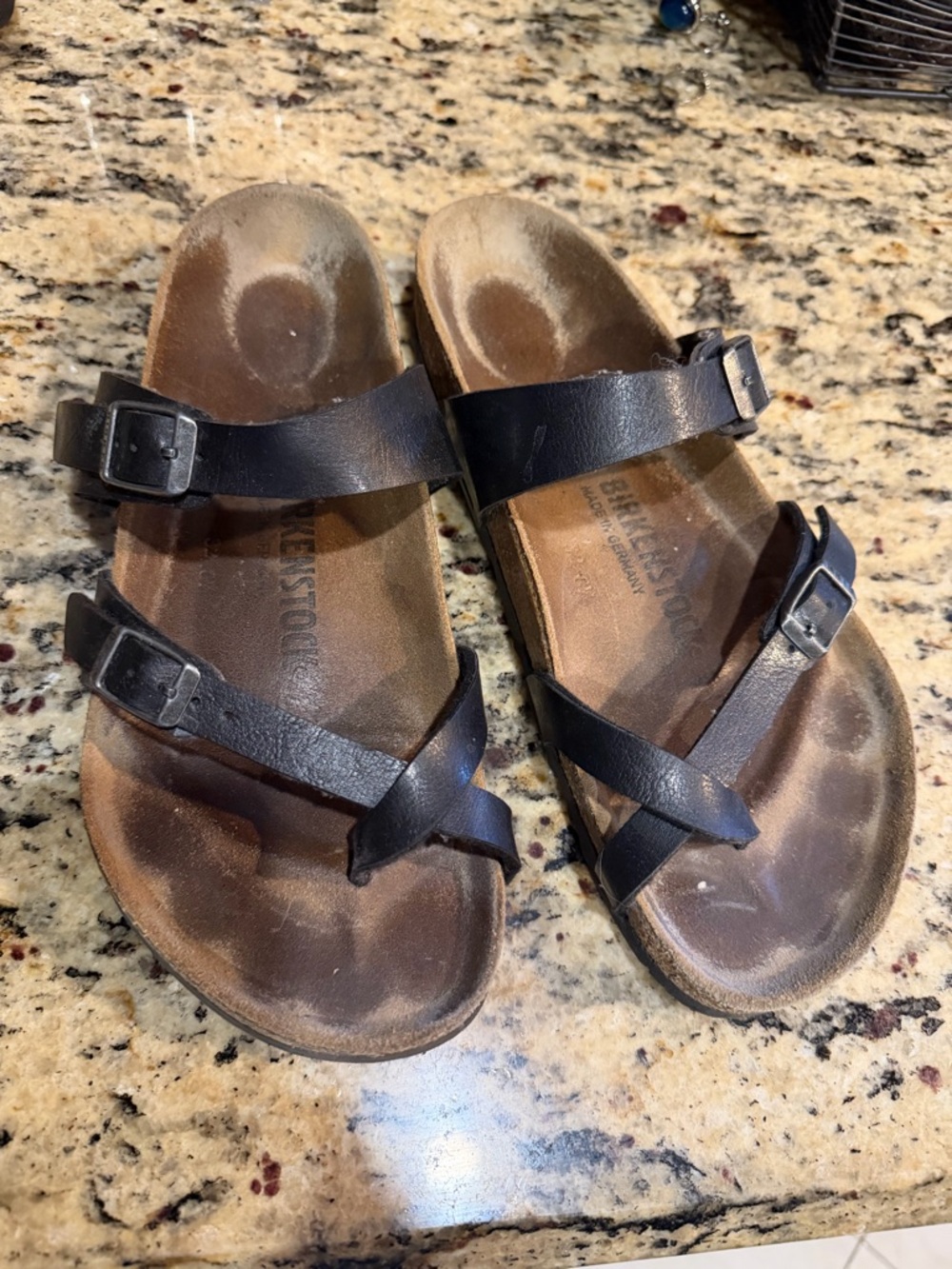 Birkenstock Black Leather Cross-Strap Sandals Size 39